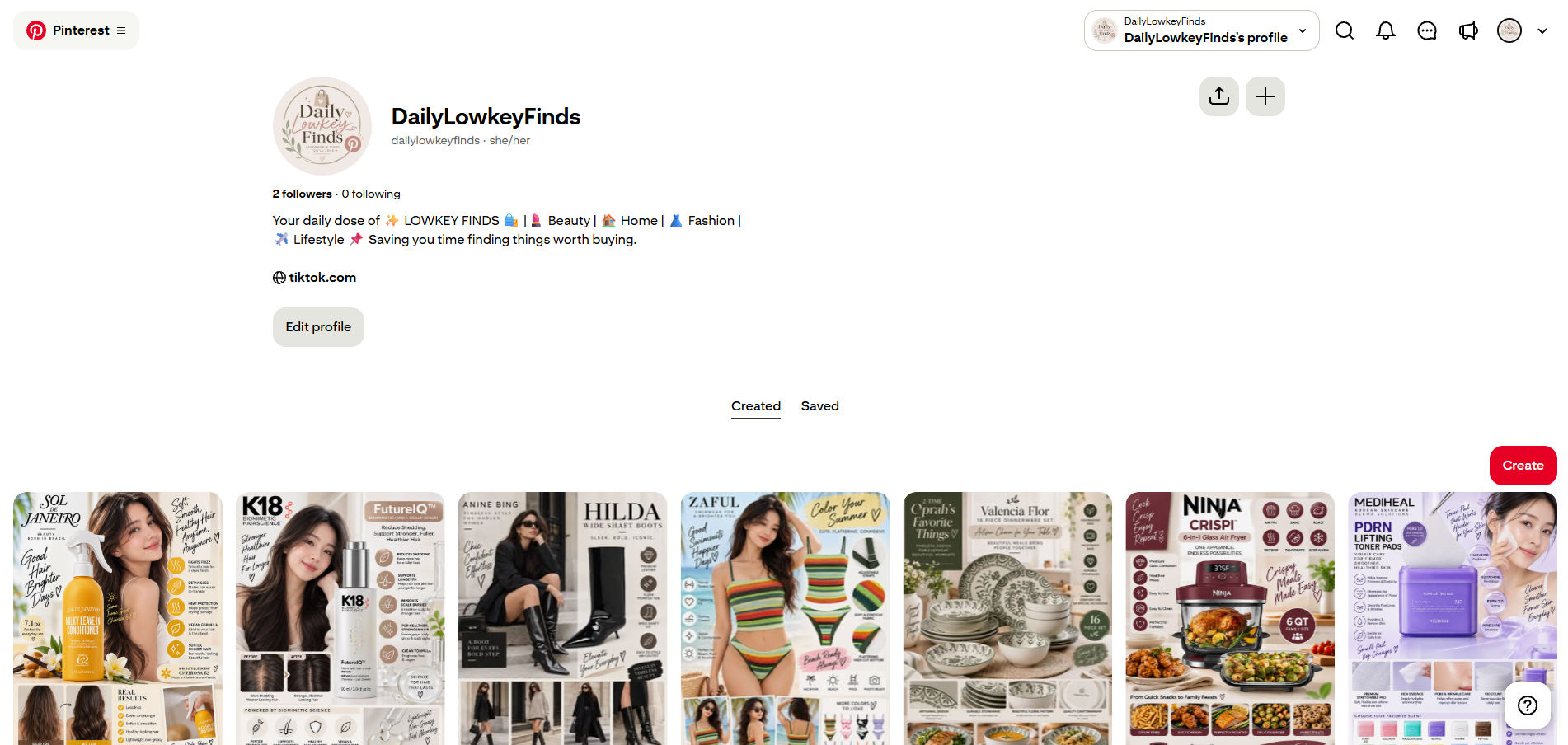 DailyLowkeyFinds Pinterest profile
